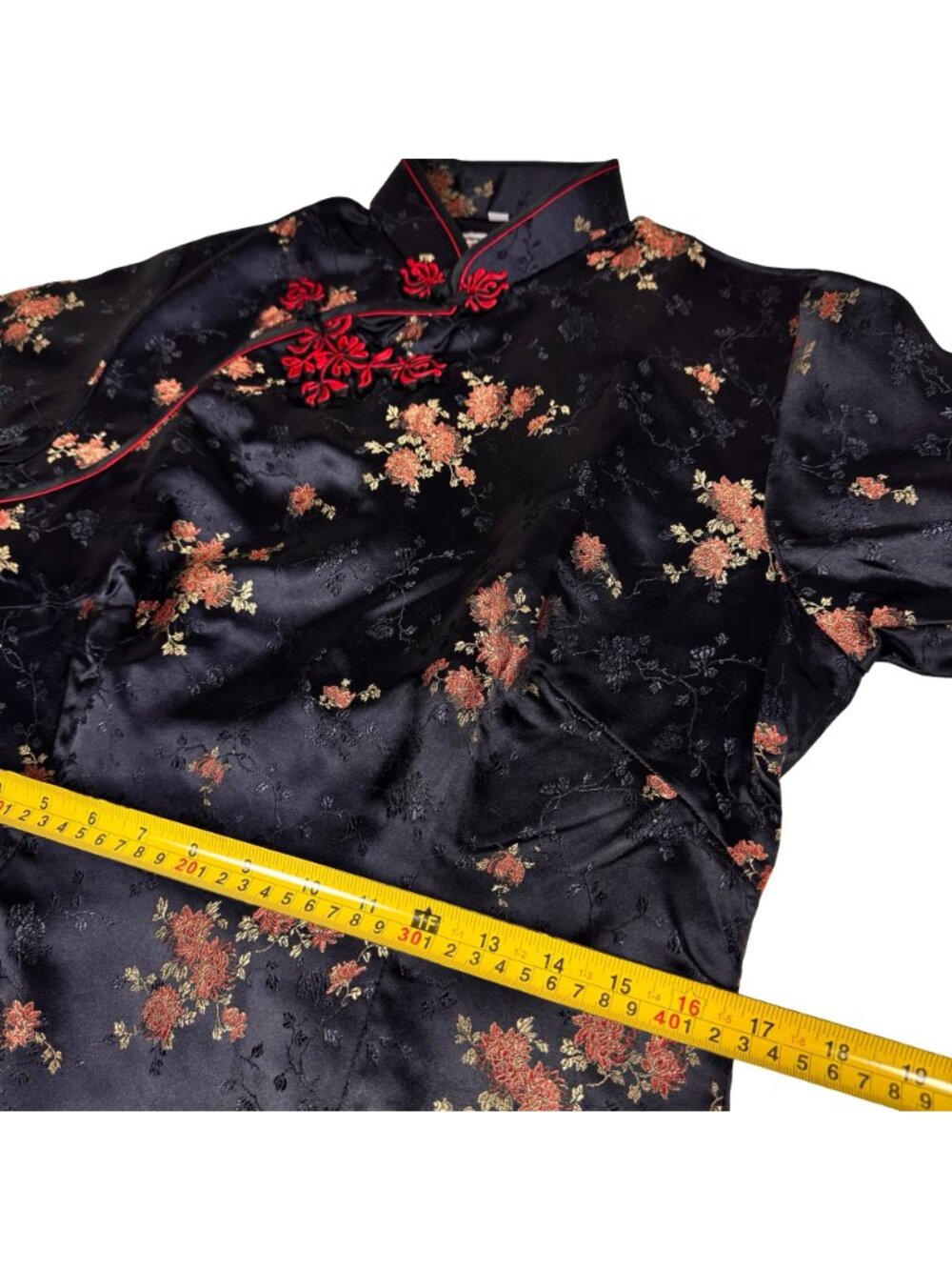 NWT Vintage 90s Salz Squirrel Cheongsam Maxi Dress Sz XL Satin Mandarin Asian - Picture 11 of 16